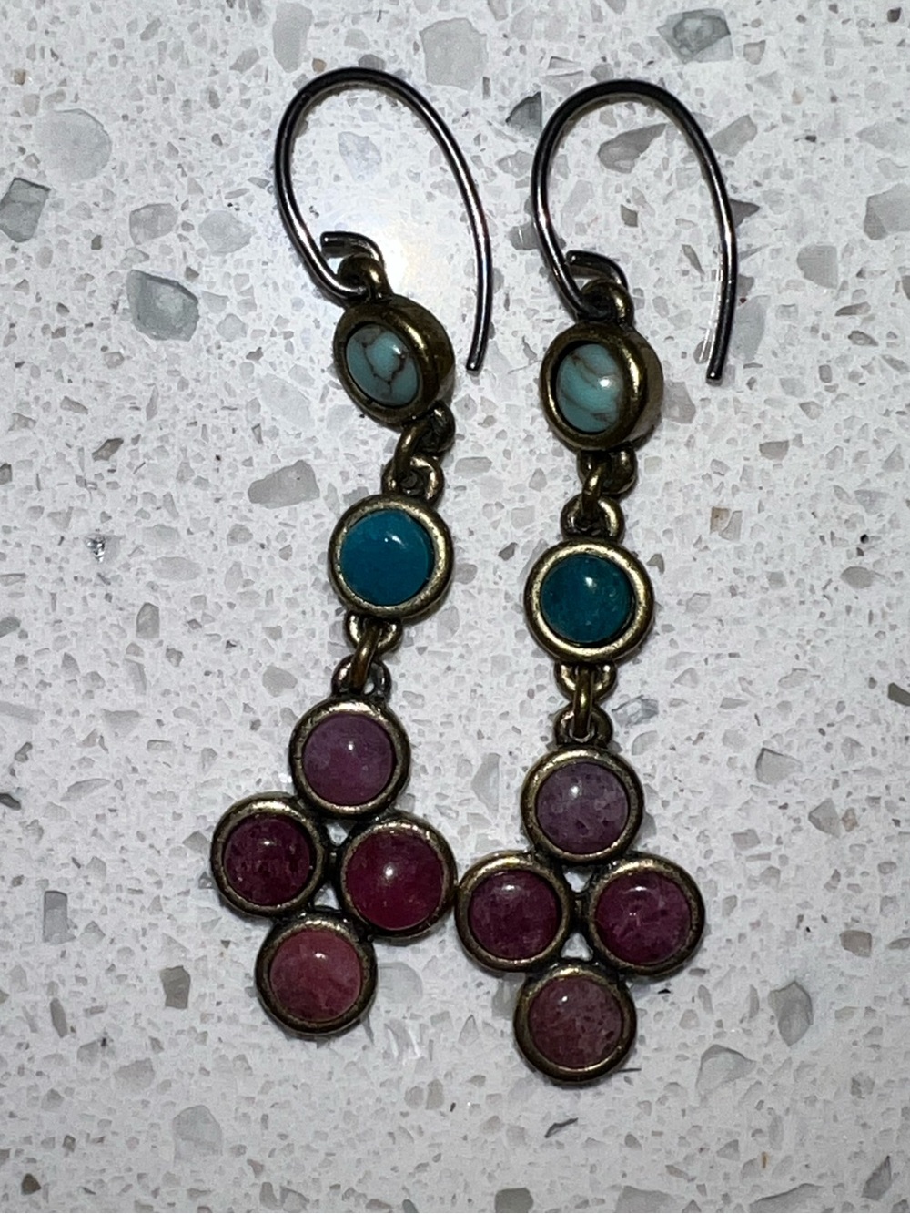 ERICA French Turquoise Multi-Stone Dangle Earrings